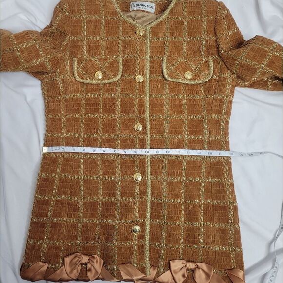 VINTAGE 60s set marigold chenille and metallic gold skirt suit S‎ - Picture 12 of 14